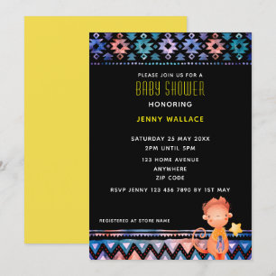 Schattige Monkey Baby shower Zwarte achtergrond Kaart