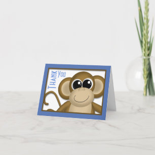 Schattige Monkey Blue bedankkaart