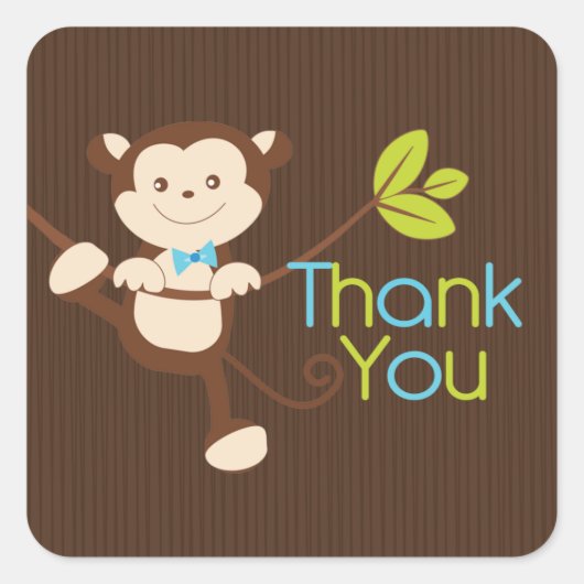 Schattige Monkey Boy Baby shower Sticker (Voorkant)