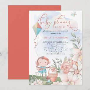 Schattige Monkey Girl Kite Baby shower Picknick Kaart
