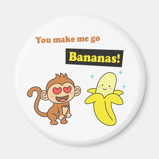 Schattige Monkey Go Bananas Corny Pun Magneet (Voorkant)