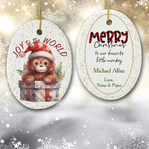Schattige Monkey Joy aan de Wereld Kleinkind Keramisch Ornament