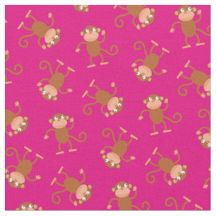Schattige Monkey Kinder Baby Nursery Pink Stof