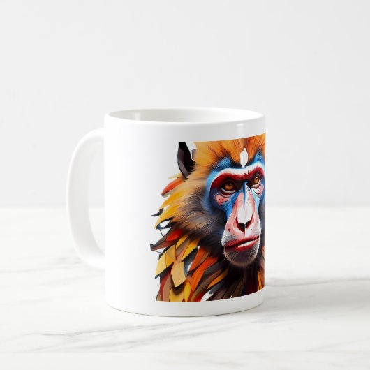 Schattige Monkey Mosaic Fantasy Mok Design. (Voorkant links)