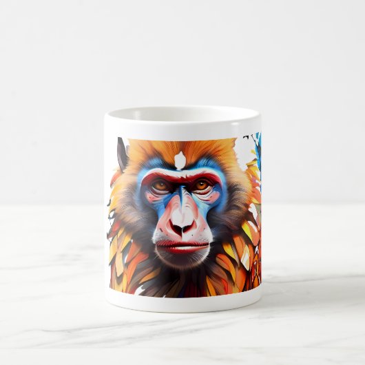 Schattige Monkey Mosaic Fantasy Mok Design. (Center)