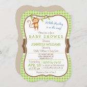 Schattige Monkey; Oerwoud Thema Baby shower Uitnod Kaart (Voorkant / Achterkant)