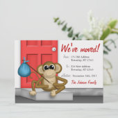 Schattige Monkey on Doorstep - Verhuisaankondiging Aankondiging (Staand voorkant)