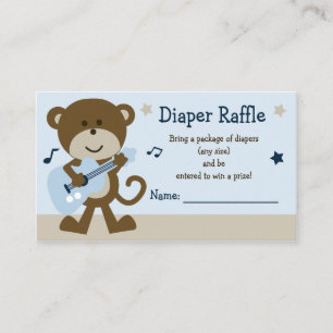 Schattige monkey Rocker Diaper Raffle Tickets Informatiekaartje