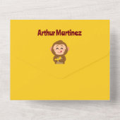 Schattige Monkey Theme Boy Baby shower All In One Uitnodiging (Achterkant)