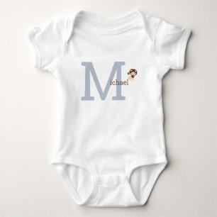 Schattige Monogram Baby Boy Bodysuit Leeuw