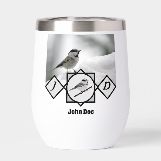 Schattige Monogram Chickadee Monogram (Achterkant)