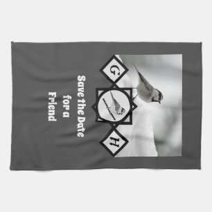 Schattige Monogram Chickadee Monogram Theedoek