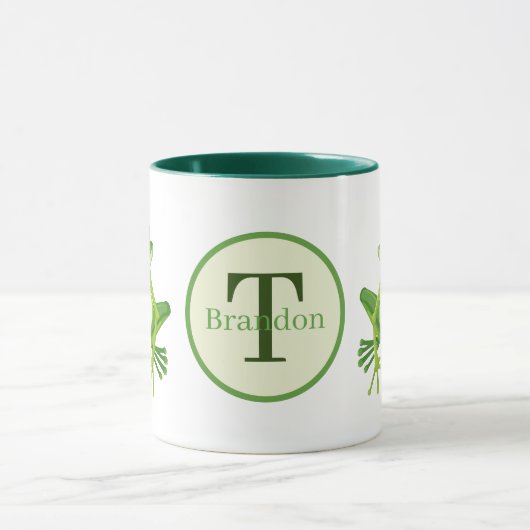 Schattige Monogram Frog Naam toevoegen Mok (Midden)