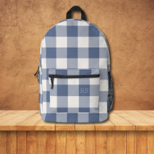 Schattige Monogram Initialen Blue Gingham Buffalo