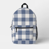 Schattige Monogram Initialen Blue Gingham Buffalo  Bedrukte Rugzak (Voorkant)
