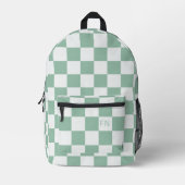 Schattige Monogram Initialen & Groen Checkerboard Bedrukte Rugzak (Voorkant)