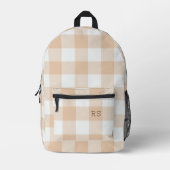 Schattige Monogram Initialen Peach Gingham Buffalo Bedrukte Rugzak (Voorkant)