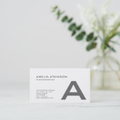 Schattige Monogram Modern Zwart Wit Minimalist Visitekaartje (Staand voorkant)