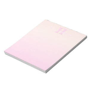 Schattige monogram Perzik & Roze Ombre Notitieblok