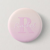 Schattige  monogram | Perzik & Roze Ombre Ronde Button 5,7 Cm (Voorkant)