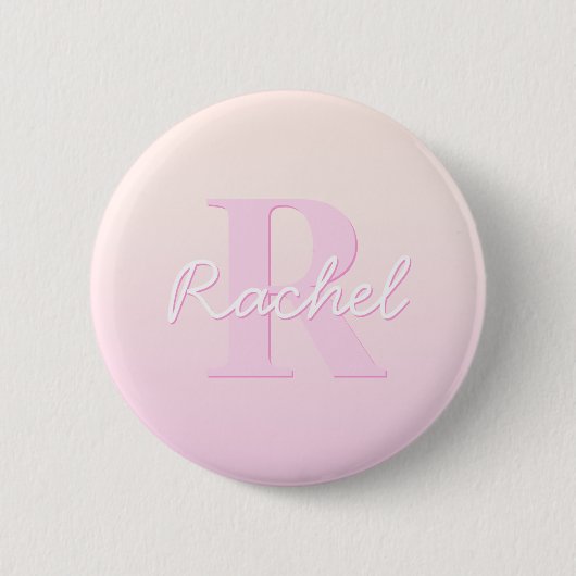 Schattige monogram | Perzik & Roze Ombre Ronde Button 5,7 Cm (Voorkant)