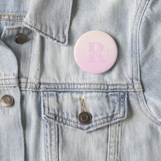 Schattige  monogram | Perzik & Roze Ombre Ronde Button 5,7 Cm (In situ)