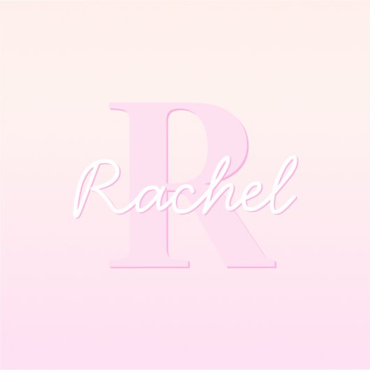 Schattige monogram | Perzik & Roze Ombre Sticker (Voorkant)