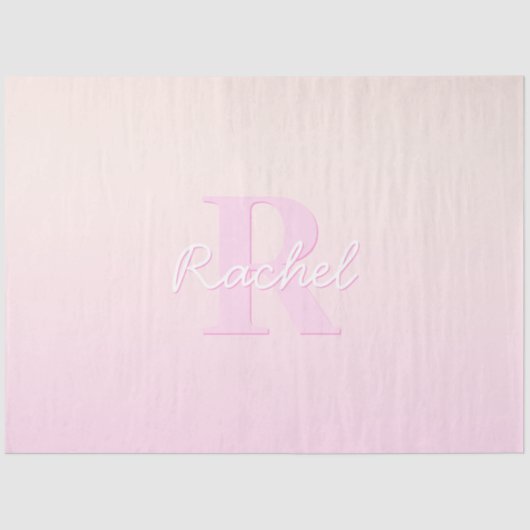 Schattige  monogram | Perzik & Roze Ombre Tissuepapier (Voorkant)