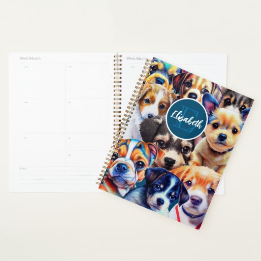 Schattige monogram Puppy Planner (Display)