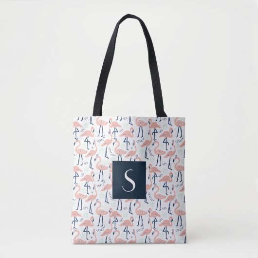 Schattige Monogram Roze Flamingo patroon Draagtas (Voorkant)