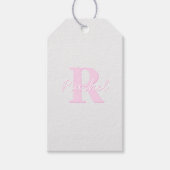 Schattige  monogram | Roze Ombre & Grijs Cadeaulabel (Voorkant)