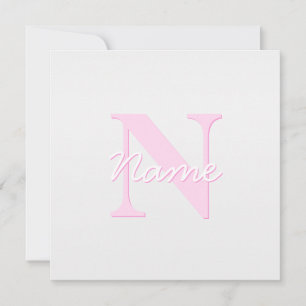 Schattige monogram Roze Ombre & Grijs Notitiekaartje