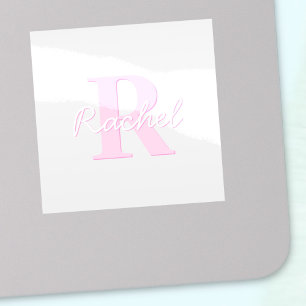 Schattige monogram Roze Ombre & Grijs Sticker