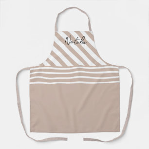 Schattige monogram strepen roze witte, moderne schort