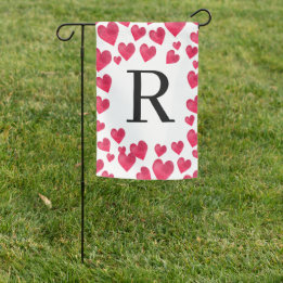 Schattige Monogram Valentijnsdag Hearts Tuinvlag