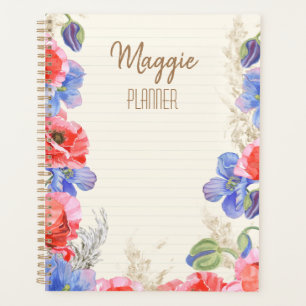 Schattige monogrammen florale school roze waterver planner