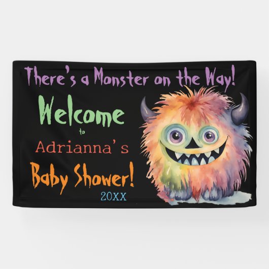 Schattige Monster Baby shower Spandoek (Horizontaal)