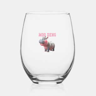 Schattige MOO DENG Baby Hippo Meisjes Kleuterschoo Wijnglas Zonder Voet