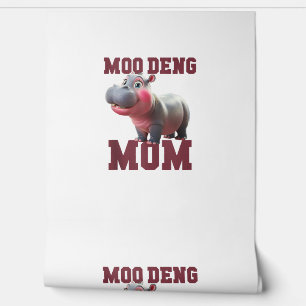 Schattige MOO DENG MOM Baby Hippo Mama Dabbing Pri Behang