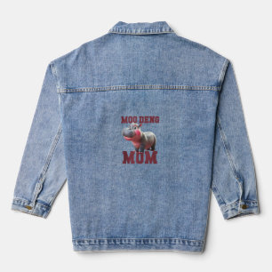 Schattige MOO DENG MOM Baby Hippo Mama Dabbing Pri Denim Jacket
