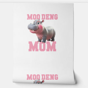Schattige MOO DENG MOM Baby Hippo Mama Schattigee Behang