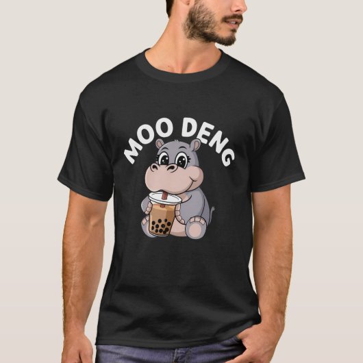 Schattige Moo-Deng-ontwerp voor Pygmy Hippo T-shirt (Voorkant)