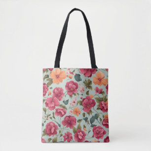 Schattige mooi bloemenvectorkunst naadloos patroon draagtas