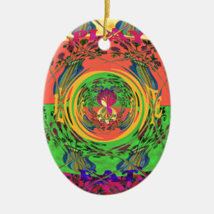 Schattige mooi & mooi bloemenmotief Art Print Desi Keramisch Ornament