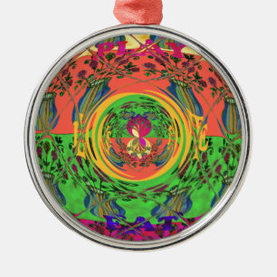 Schattige mooi & mooi bloemenmotief Art Print Desi Metalen Ornament