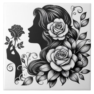 Schattige Mooie dame crafting home business Tegeltje