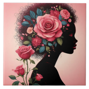 Schattige Mooie dame crafting huis zakelijke keram Tegeltje