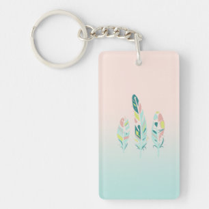 Schattige Mooie Moderne Meisjesachtige Veren Sleutelhanger