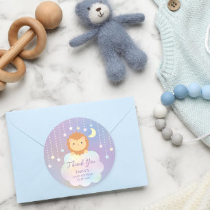 Schattige Moon and Stars Lion Cub Baby shower Beda Ronde Sticker