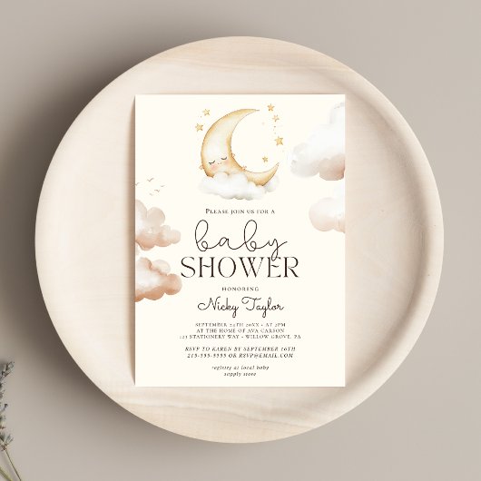 Schattige Moon Boho Baby shower Kaart